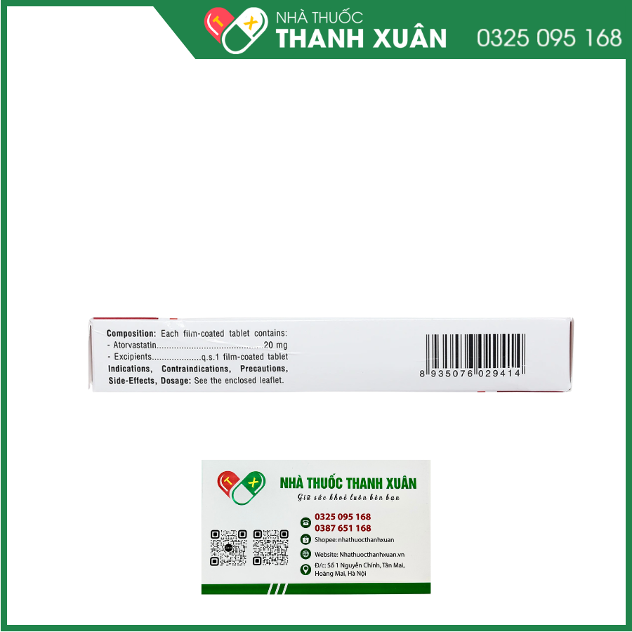 Atorvastatin 20mg TV.PHARM điều trị tăng cholesterol máu và dự phòng tiên phát biến cố mạch vành